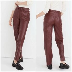 New Madewell The Plus Perfect Vintage Straight Jean Faux Leather in Cabernet 27